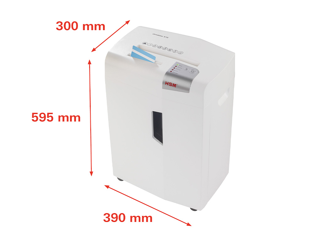 DESTRUCTORA DE DOCUMENTOS HSM SHREDSTAR X15 CAPACIDAD DE CORTE 15H EN PARTICULAS DESTRUYE GRAPAS CLIPS CD Y TARJETAS