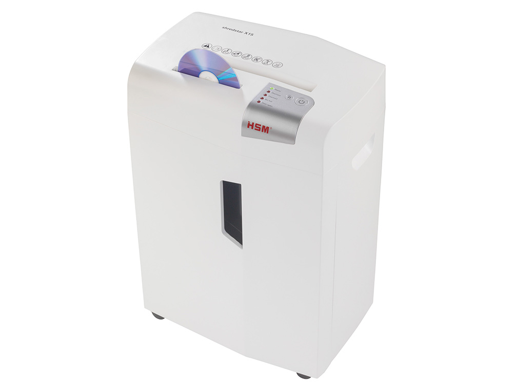 DESTRUCTORA DE DOCUMENTOS HSM SHREDSTAR X15 CAPACIDAD DE CORTE 15H EN PARTICULAS DESTRUYE GRAPAS CLIPS CD Y TARJETAS
