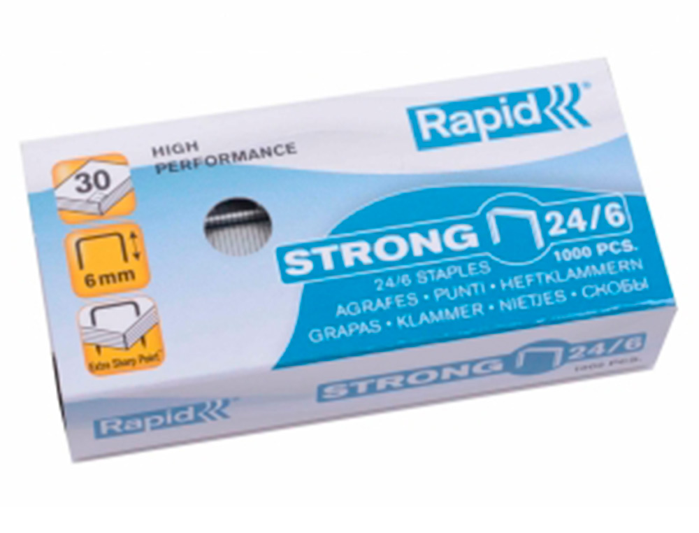 GRAPAS RAPID Nº 24/6 STRONG GALVANIZADAS CAJA DE 1000 UNIDADES