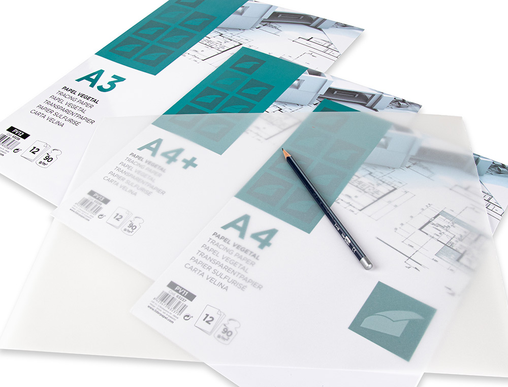 PAPEL DIBUJO LIDERPAPEL A4+ 320X240MM 90G/M2 VEGETAL SOBRE DE 12 HOJAS