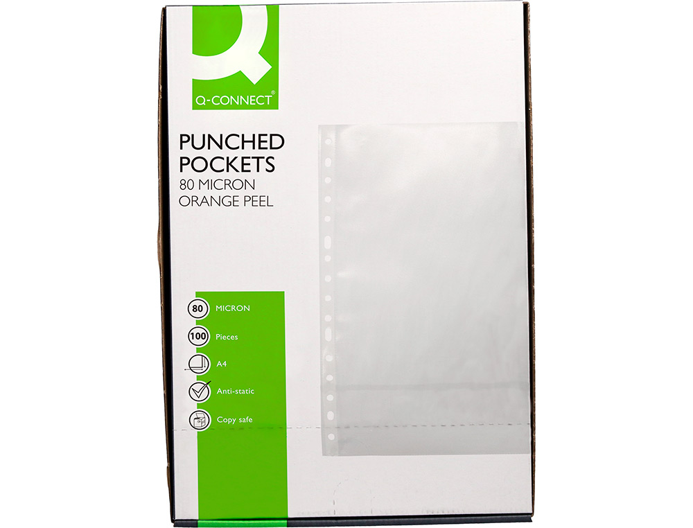 FUNDA MULTITALADRO Q-CONNECT FOLIO 80 MC CRISTAL CAJA DE 100 UNIDADES