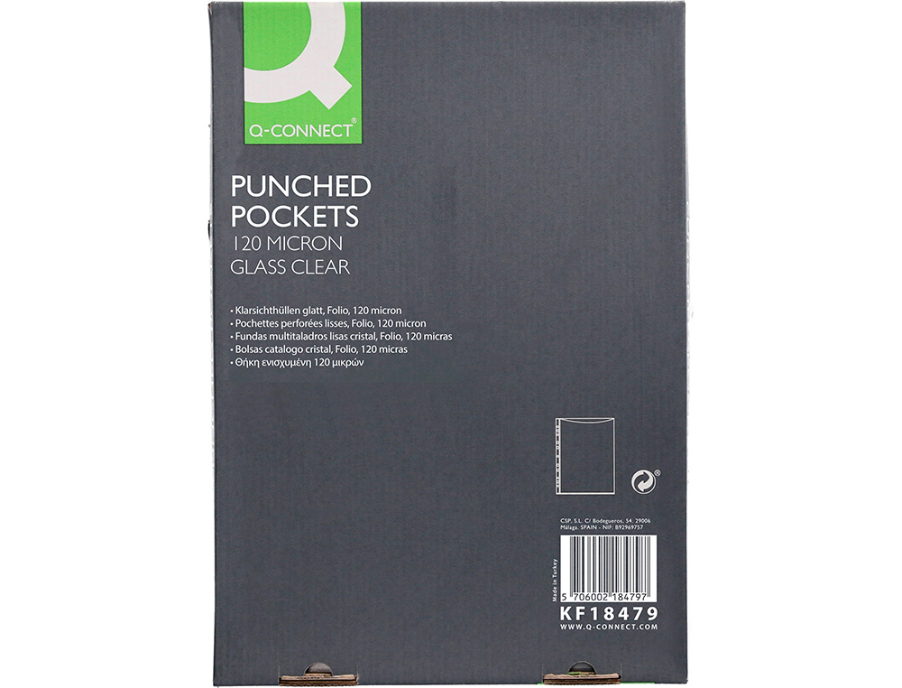 FUNDA MULTITALADRO Q-CONNECT FOLIO 120 MC CRISTAL CAJA DE 100 UNIDADES