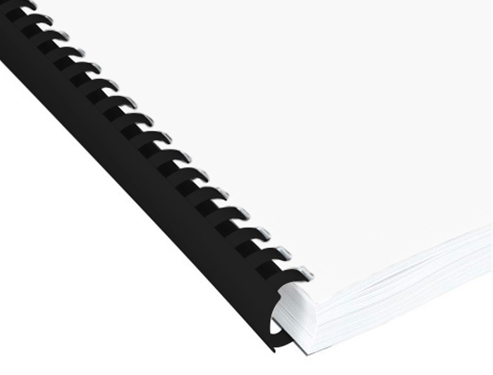 CANUTILLO Q-CONNECT REDONDO 22 MM PLASTICO NEGRO CAPACIDAD 200 HOJAS CAJA DE 50 UNIDADES