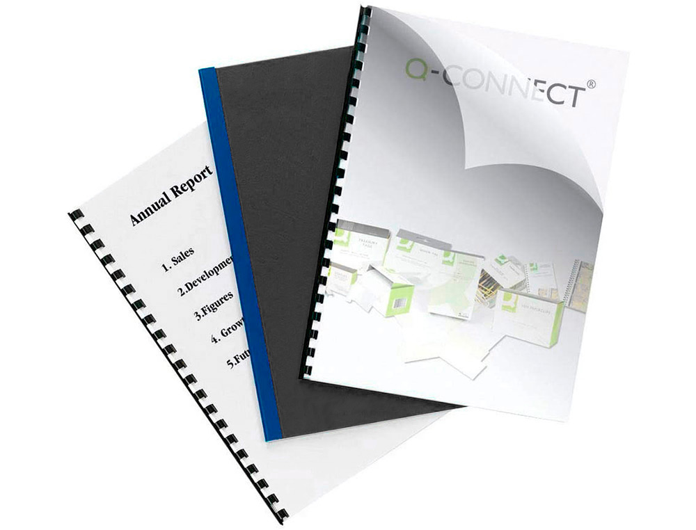 TAPA DE ENCUADERNACION Q-CONNECT PVC DIN A4 OPACA NEGRA 180 MICRAS CAJA DE 100 UNIDADES
