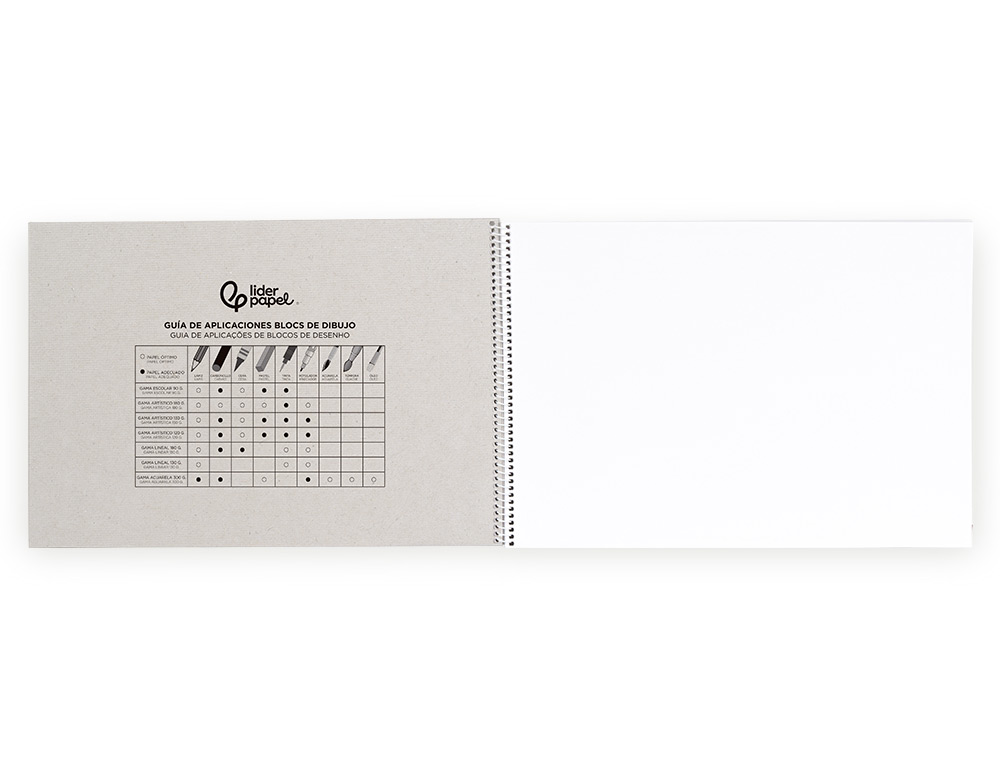 BLOC DIBUJO LIDERPAPEL ARTISTICO ESPIRAL 230X325MM 20 HOJAS 130G/M2 SIN RECUADRO SIN MICROPERFORADO