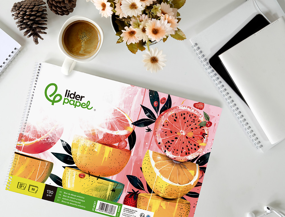 BLOC DIBUJO LIDERPAPEL ARTISTICO ESPIRAL 230X325MM 20 HOJAS 130G/M2 SIN RECUADRO SIN MICROPERFORADO