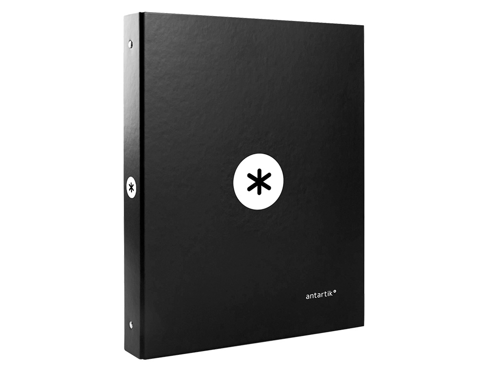 CARPETA ANTARTIK A4 FORRADA 4 ANILLAS 25 MM REDONDAS COLOR NEGRO