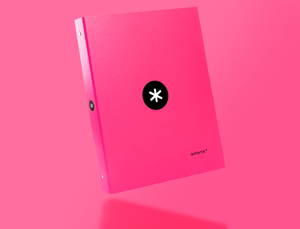 CARPETA ANTARTIK A4 FORRADA 4 ANILLAS 25 MM REDONDAS COLOR ROSA