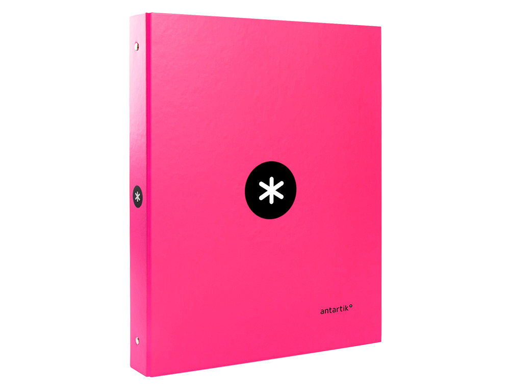 CARPETA ANTARTIK A4 FORRADA 4 ANILLAS 25 MM REDONDAS COLOR ROSA