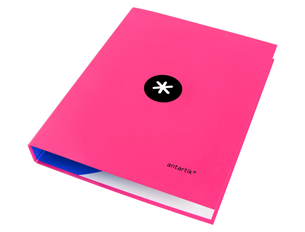CARPETA ANTARTIK A4 FORRADA 4 ANILLAS 25 MM REDONDAS COLOR ROSA