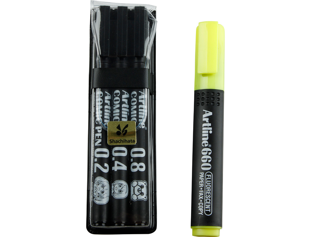 ROTULADOR ARTLINE COMIC PEN CALIBRADO MICROMETRICO NEGRO BOLSA DE 3 UDS 0,2 0,4 0,8 + PERMANENTE 853