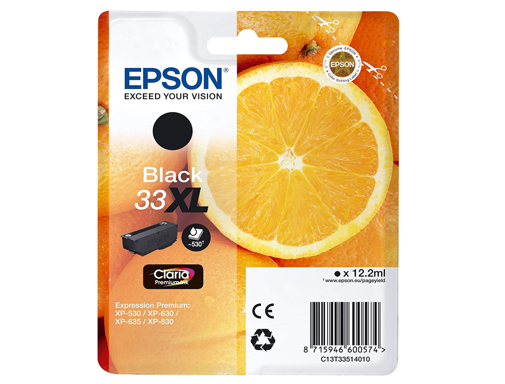 INK-JET EPSON EXPRESSION PREMIUN T3351 33XL XP-530 / XP-630 / XP-640 / XP-830 / XP-900 NEGRO 530 PAG