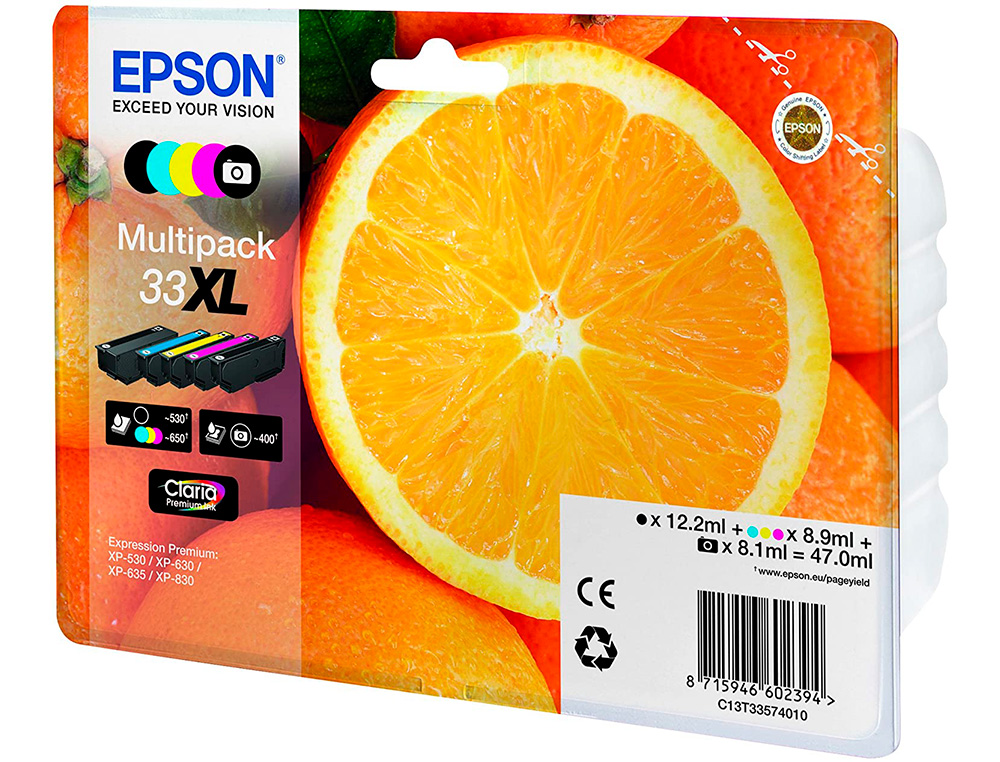 INK-JET EPSON EXPRESSION PREMIUM T3357 33XL XP-530 / XP-630 / XP-640 / XP-830 / XP-900 MULTIPACK 5 COLORES