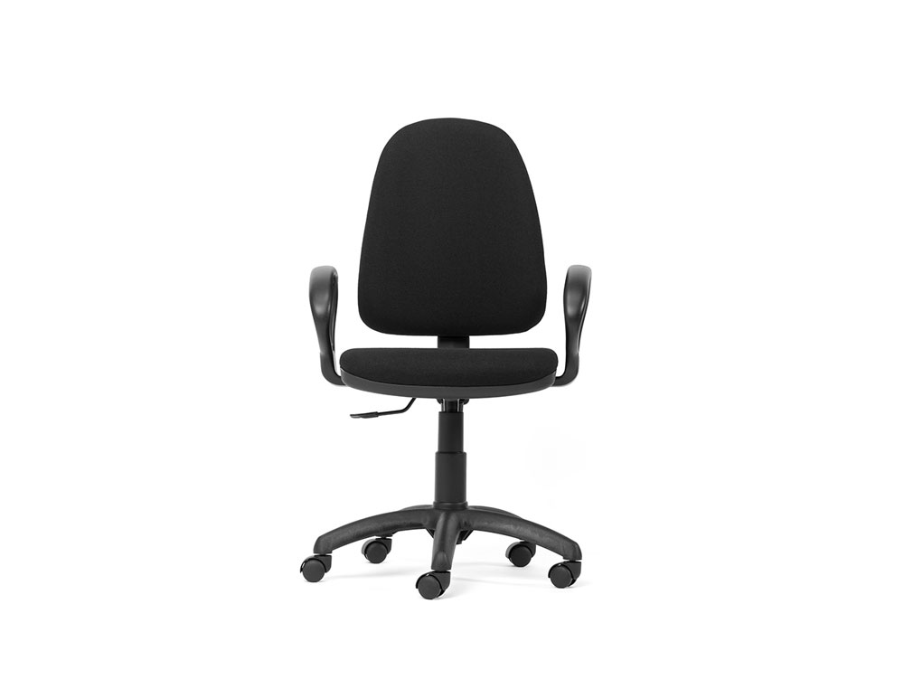 SILLA ROCADA CON BRAZOS COLOR NEGRO DIAMETRO BASE 610 MM RESPALDO DE 490 MM X 420 MM