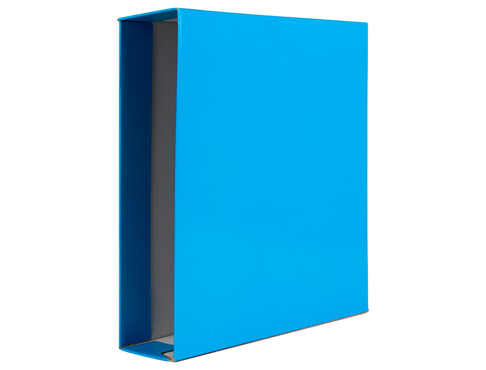 CAJA ARCHIVADOR LIDERPAPEL DE PALANCA CARTON FOLIO DOCUMENTA LOMO 75MM CELESTE