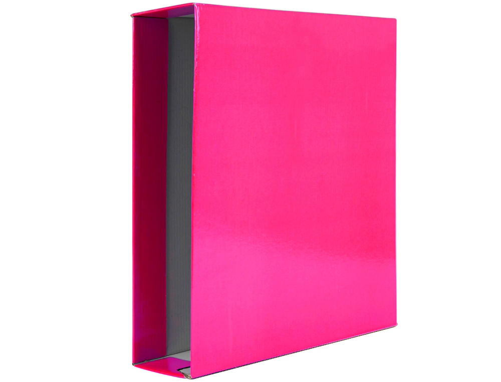 CAJA ARCHIVADOR LIDERPAPEL DE PALANCA CARTON FOLIO DOCUMENTA LOMO 75 MM ROSA