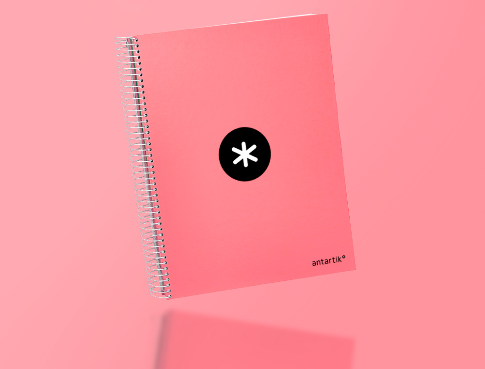 CUADERNO ESPIRAL A4 MICRO ANTARTIK TAPA FORRADA 120H 90 GR CUADRO 5MM 5 BANDAS 4 TALADROS COLOR CORAL