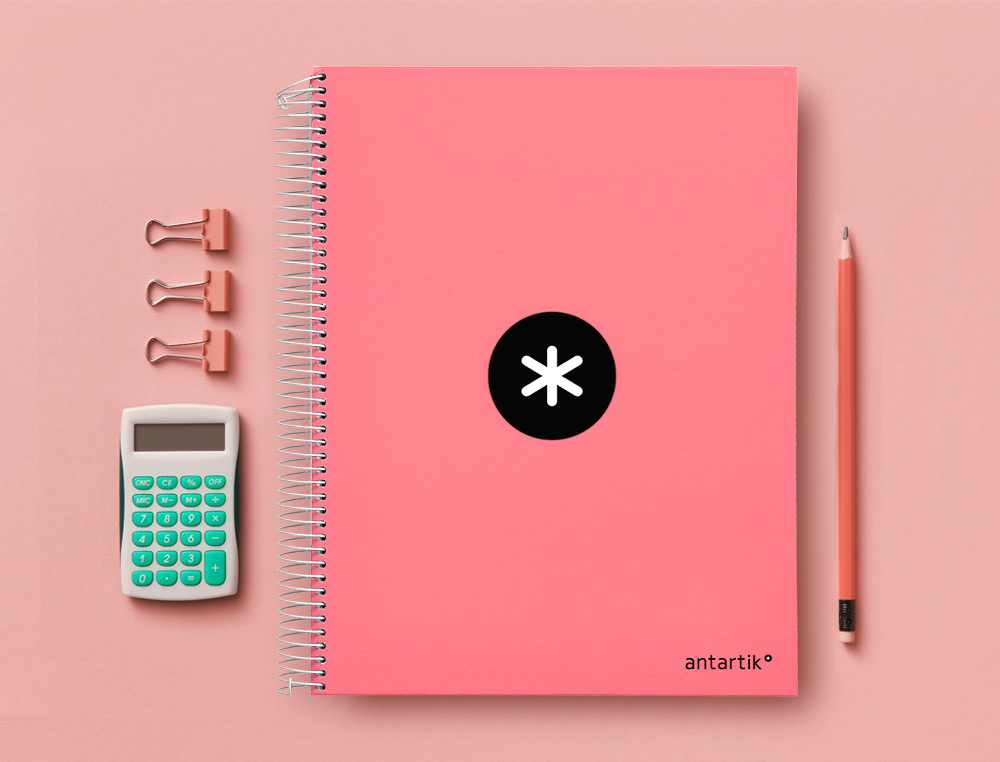 CUADERNO ESPIRAL A4 MICRO ANTARTIK TAPA FORRADA 120H 90 GR CUADRO 5MM 5 BANDAS 4 TALADROS COLOR CORAL