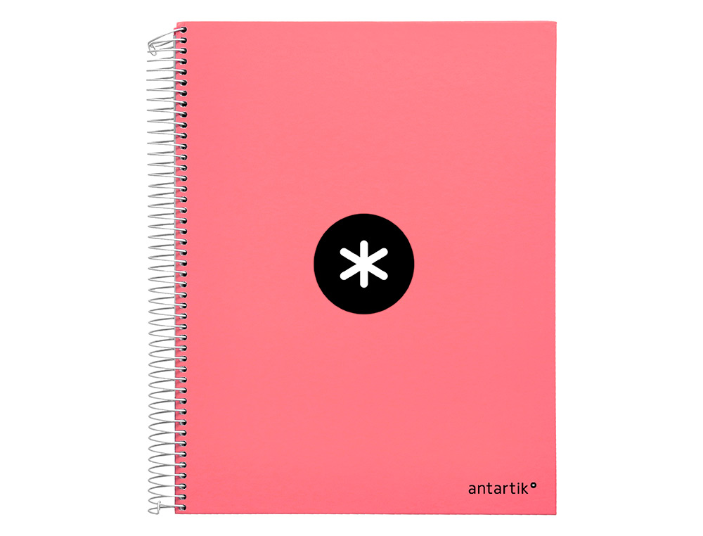 CUADERNO ESPIRAL A4 MICRO ANTARTIK TAPA FORRADA 120H 90 GR CUADRO 5MM 5 BANDAS 4 TALADROS COLOR CORAL