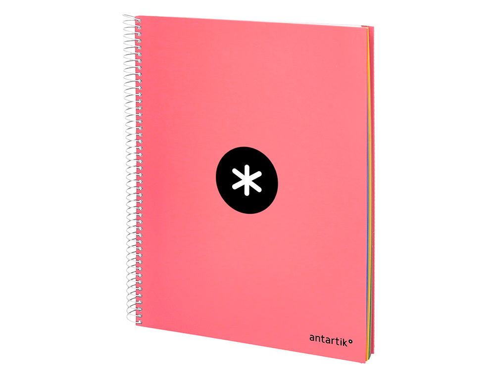 CUADERNO ESPIRAL A4 MICRO ANTARTIK TAPA FORRADA 120H 90 GR CUADRO 5MM 5 BANDAS 4 TALADROS COLOR CORAL