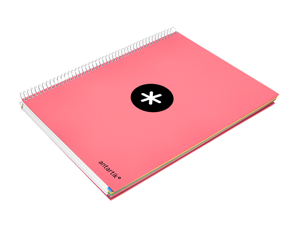 CUADERNO ESPIRAL A4 MICRO ANTARTIK TAPA FORRADA 120H 90 GR CUADRO 5MM 5 BANDAS 4 TALADROS COLOR CORAL