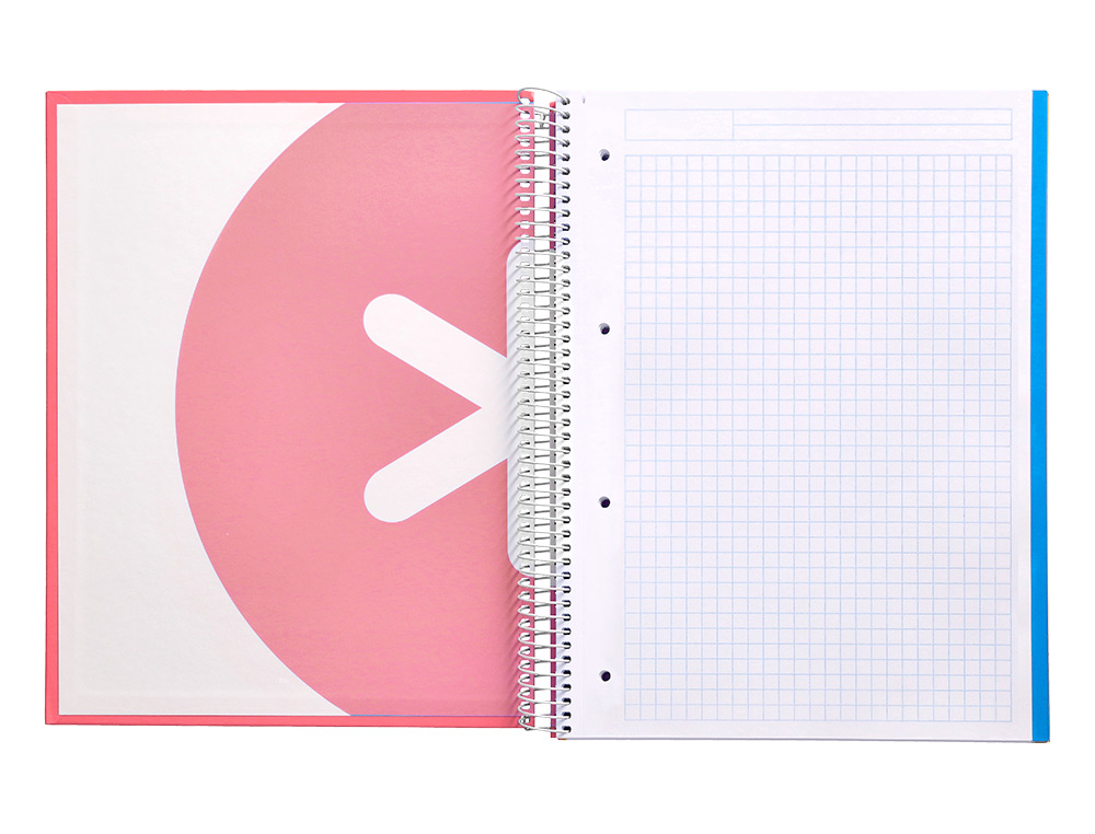 CUADERNO ESPIRAL A4 MICRO ANTARTIK TAPA FORRADA 120H 90 GR CUADRO 5MM 5 BANDAS 4 TALADROS COLOR CORAL