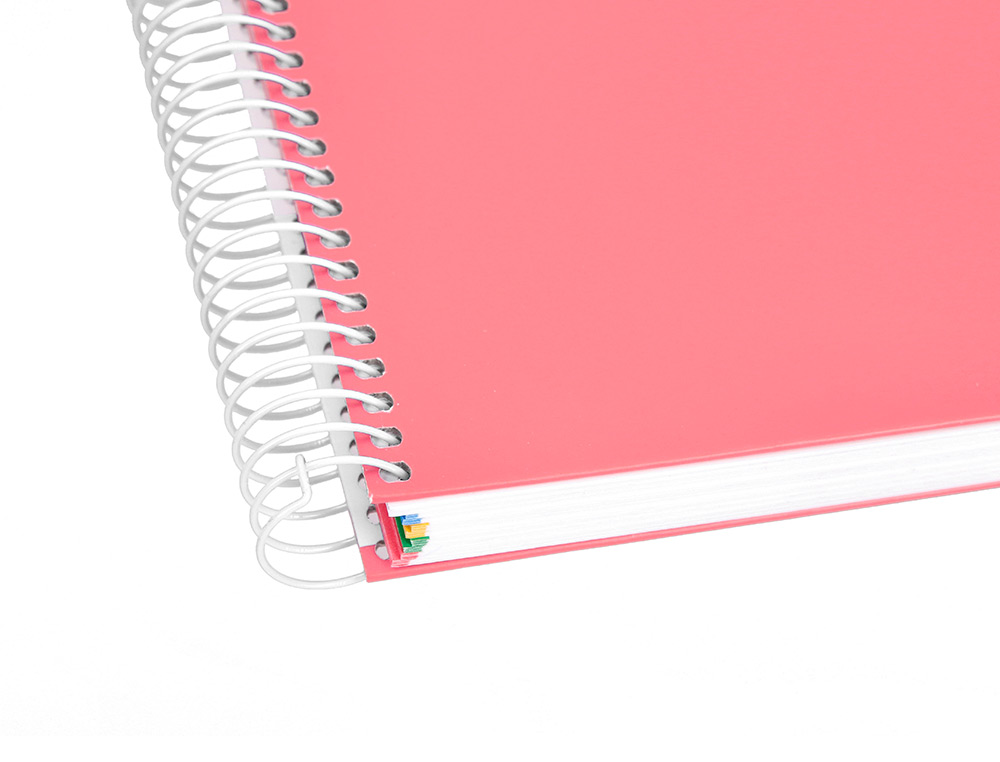 CUADERNO ESPIRAL A4 MICRO ANTARTIK TAPA FORRADA 120H 90 GR CUADRO 5MM 5 BANDAS 4 TALADROS COLOR CORAL