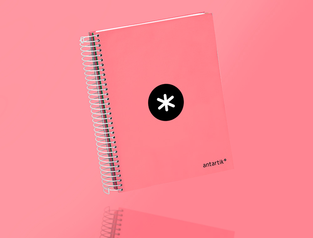 CUADERNO ESPIRAL A5 MICRO ANTARTIK TAPA FORRADA120H 90 GR CUADRO 5 MM 5 BAND 6 TALADROS COLOR CORAL