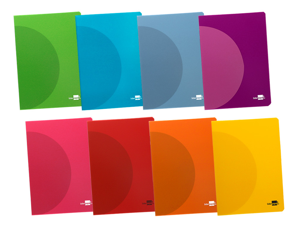LIBRETA LIDERPAPEL 360 TAPA DE PLASTICO A4 48 HOJAS 90GR 5MM CON DOBLE MARGEN COLORES SURTIDOS