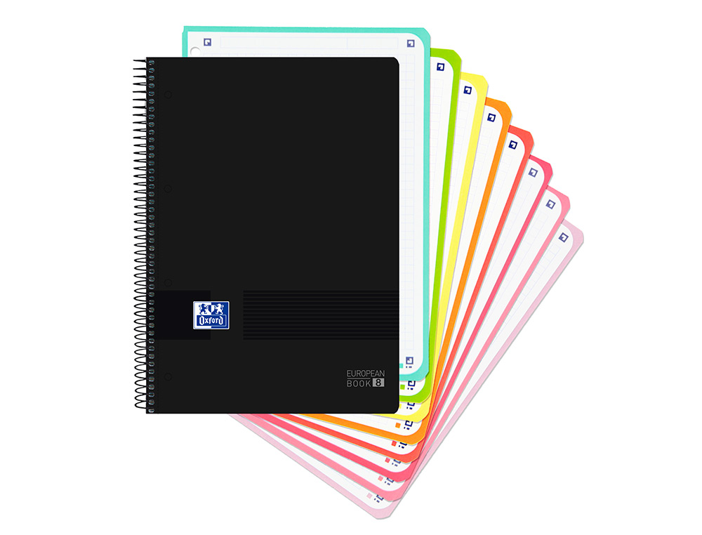 CUADERNO ESPIRAL OXFORD EBOOK 8 TAPA PLASTICO DIN A4+ 160 H CUADRICULA 5 MM BLACK'N COLORS TURQUESA