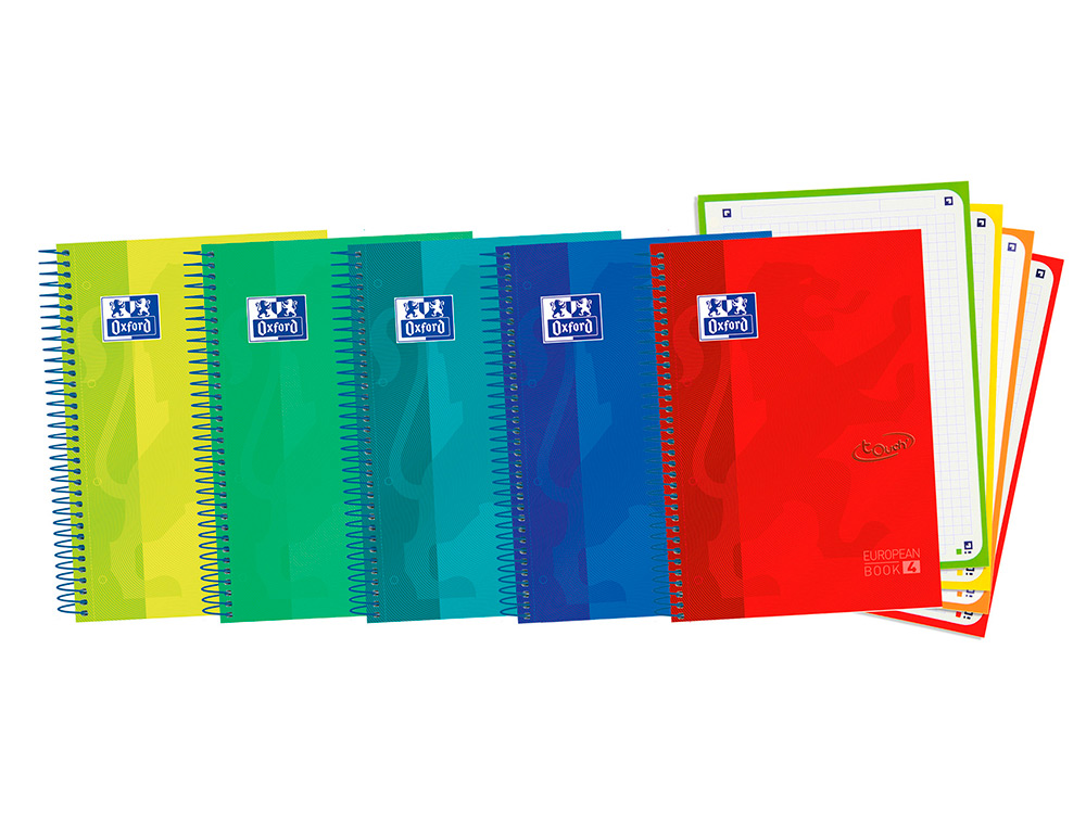 CUADERNO ESPIRAL OXFORD EBOOK 4 TAPA EXTRADURA DIN A5+ 120 H MICROPERFORADAS CUADRO 5 MM COLORES VIVOS SURTIDOS