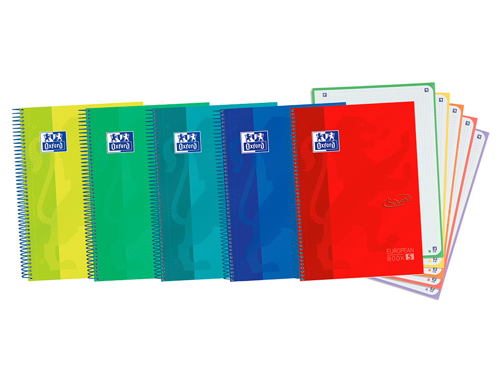CUADERNO ESPIRAL OXFORD EBOOK 5 TAPA EXTRADURA DIN A4+ 120 H MICROPERFORADAS CUADRO 5 MM COLORES VIVOS SURTIDOS