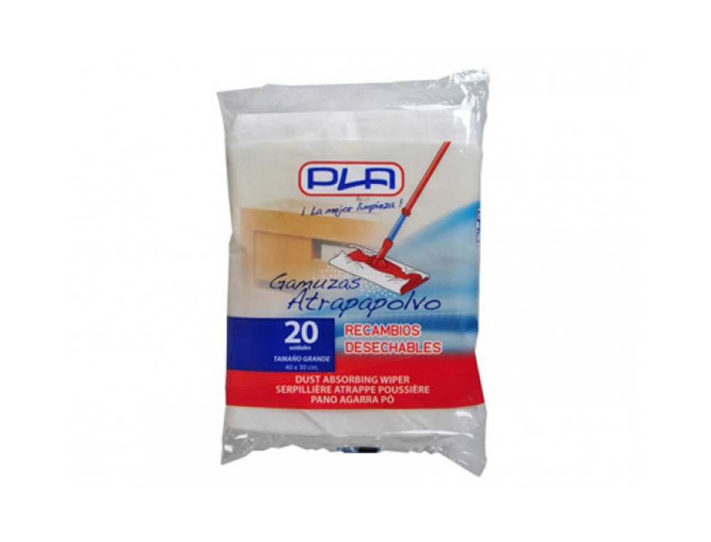 RECAMBIO MOPA PLA ATRAPAPOLVO DESECHABLE GRANDE 40X30 CM BOLSA DE 20 UNIDADES
