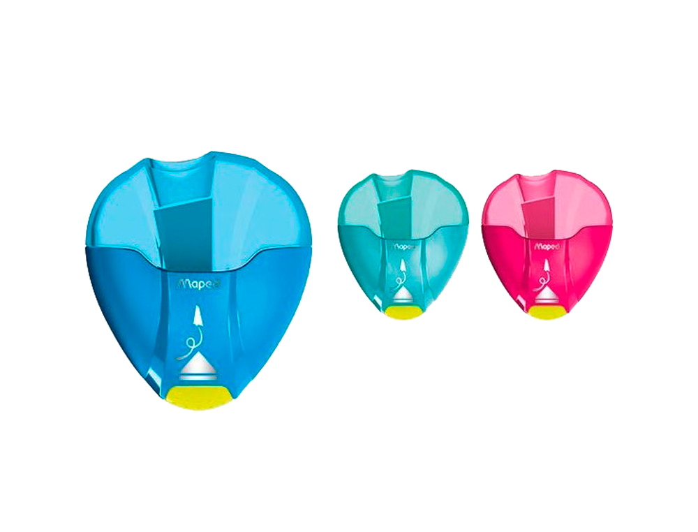 SACAPUNTAS MAPED PLASTICO I-GLOO 1 USO CON DEPOSITO COLORES SURTIDOS