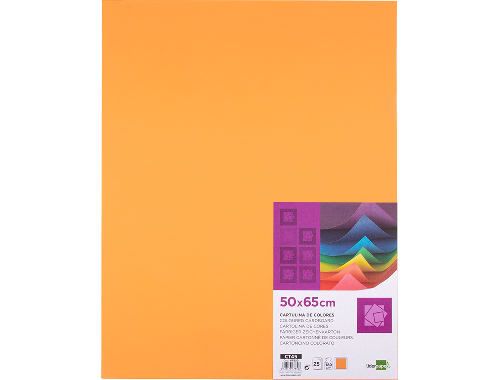 CARTULINA LIDERPAPEL 50X65 CM 180 GR NECTARINA PAQUETE DE 25 HOJAS