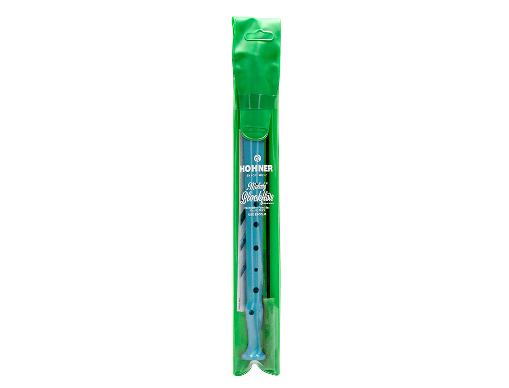 FLAUTA HOHNER 9508 COLOR CELESTE FUNDA VERDE Y TRANSPARENTE