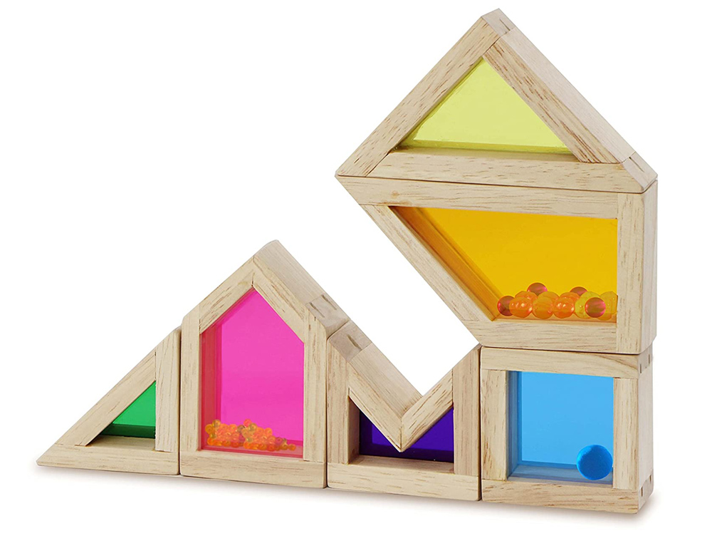 JUEGO WONDERWORLDS BLOQUES MADERA CON SONIDO COLORES TRANSPARENTES 18X12X3 CM