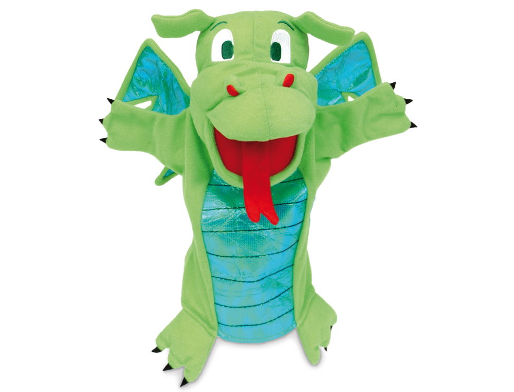 MARIONETA FIESTA CRAFTS DE TELA PARA MANO Y DEDOS DRAGON VERDE 17X33 CM