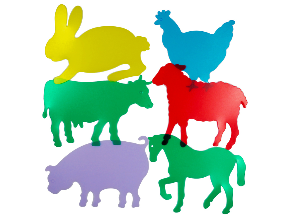 JUEGO PLANTILLAS FLEXIBLES HENBEA ANIMALES DE GRANJA MEDIDAS 15X21 CM SET 6 UNIDADES