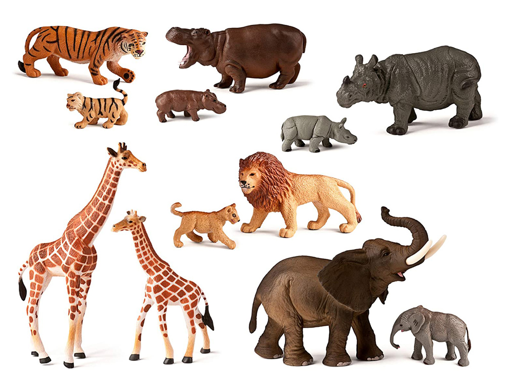 JUEGO MINILAND ANIMALES SELVA CON CRIAS 12 FIGURAS
