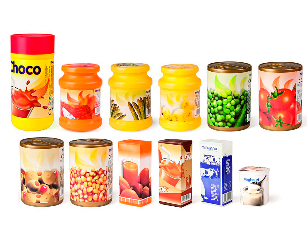 JUEGO MINILAND ALIMENTOS ENVASADOS 12 PIEZAS