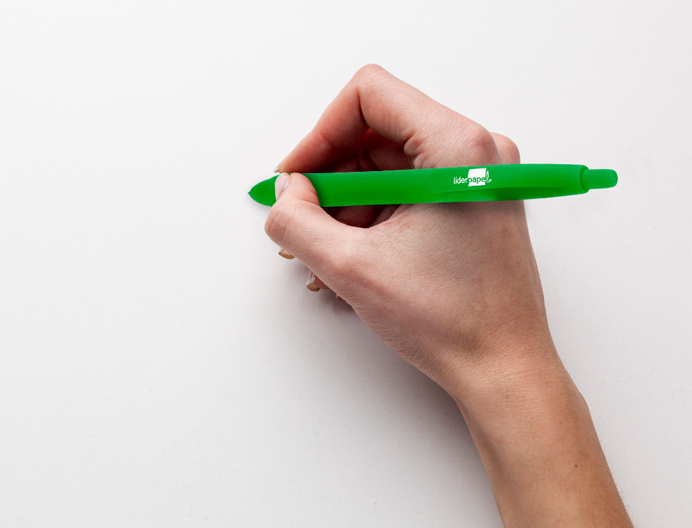 BOLIGRAFO LIDERPAPEL GUMMY TOUCH RETRACTIL 1 MM TINTA VERDE