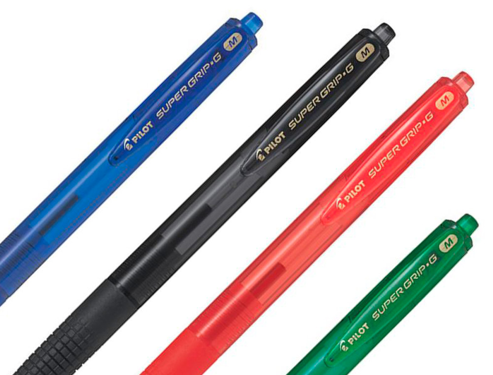 BOLIGRAFO PILOT SUPER GRIP G AZUL RETRACTIL SUJECION DE CAUCHO TINTA BASE DE ACEITE