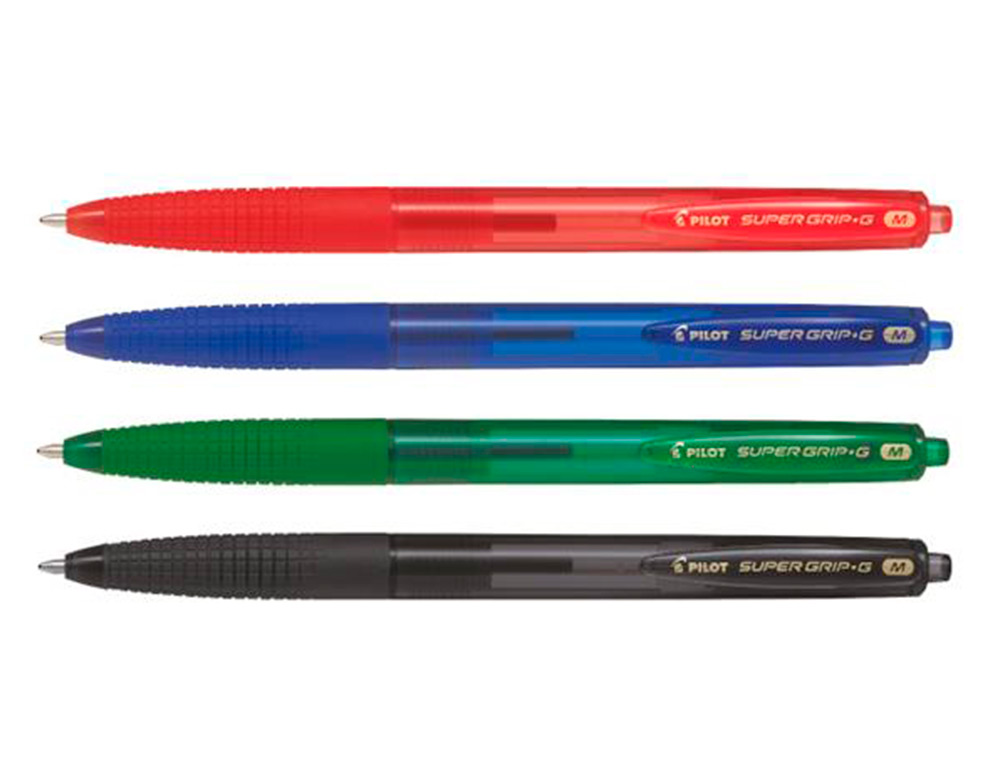 BOLIGRAFO PILOT SUPER GRIP G NEGRO RETRACTIL SUJECION DE CAUCHO TINTA BASE DE ACEITE