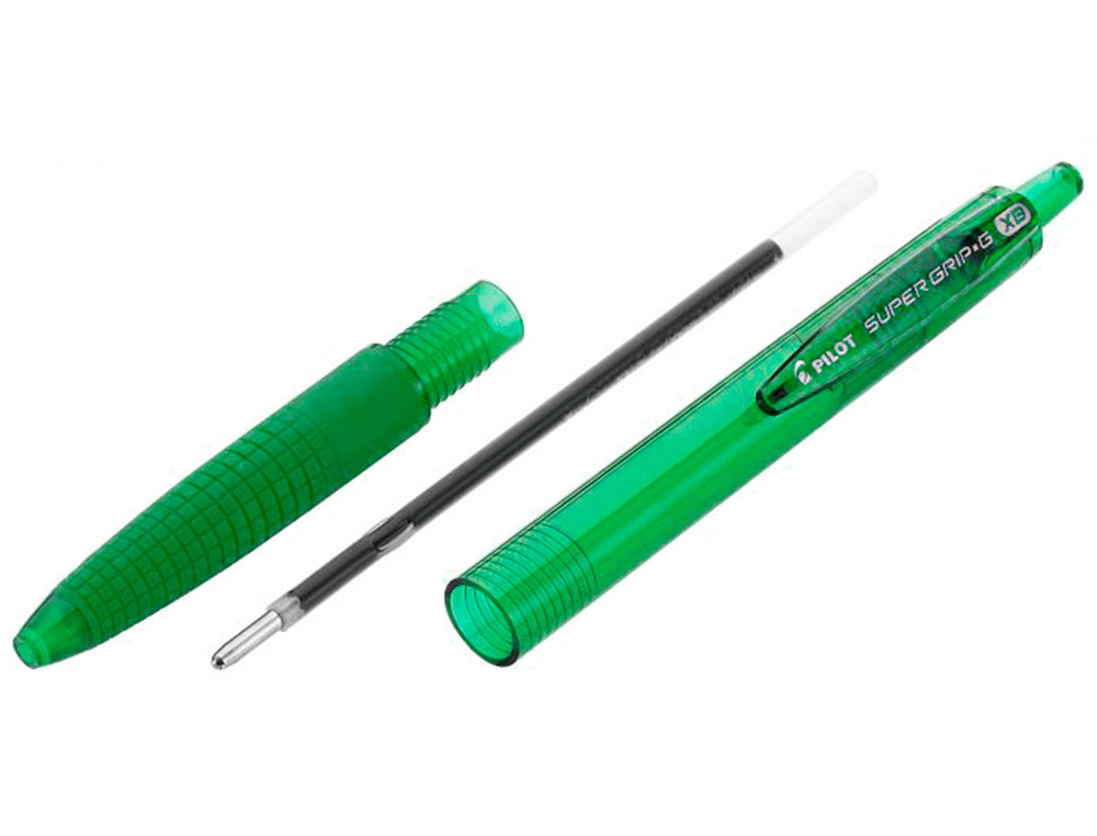 BOLIGRAFO PILOT SUPER GRIP G VERDE RETRACTIL SUJECION DE CAUCHO TINTA BASE DE ACEITE