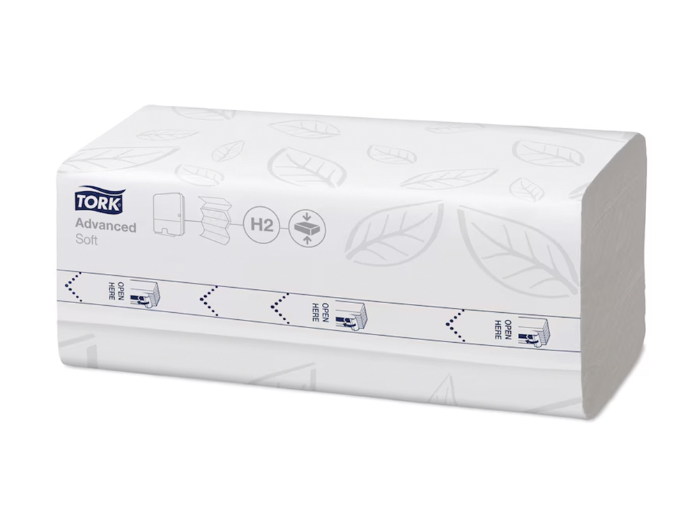 TOALLA DE PAPEL ENGARZADA 2 CAPAS 21X32 CM PAQUETE DE 200 UNIDADES PARA DISPENSADOR H2