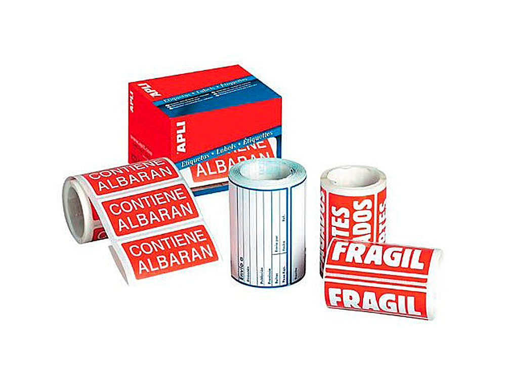 ETIQUETAS APLI FRAGIL 50X100 MM ROLLO CON 200 UNIDADES