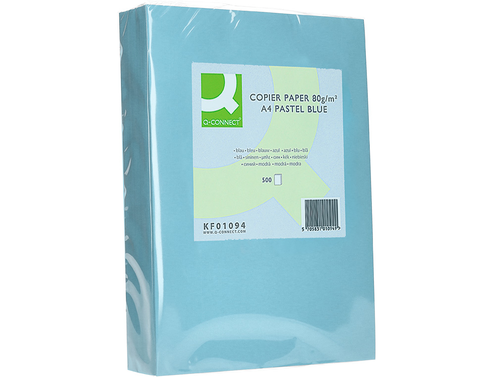 PAPEL COLOR Q-CONNECT DIN A4 80GR CELESTE PAQUETE DE 500 HOJAS