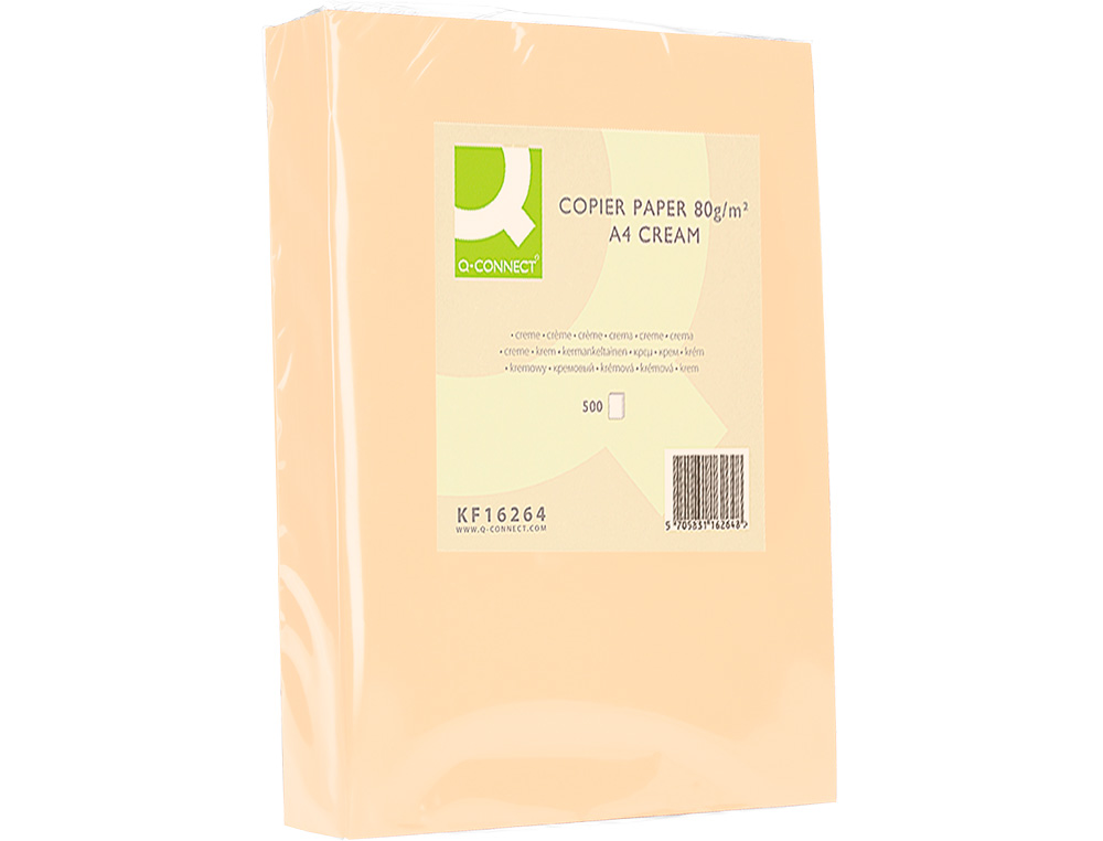 PAPEL COLOR Q-CONNECT DIN A4 80GR CREMA PAQUETE DE 500 HOJAS