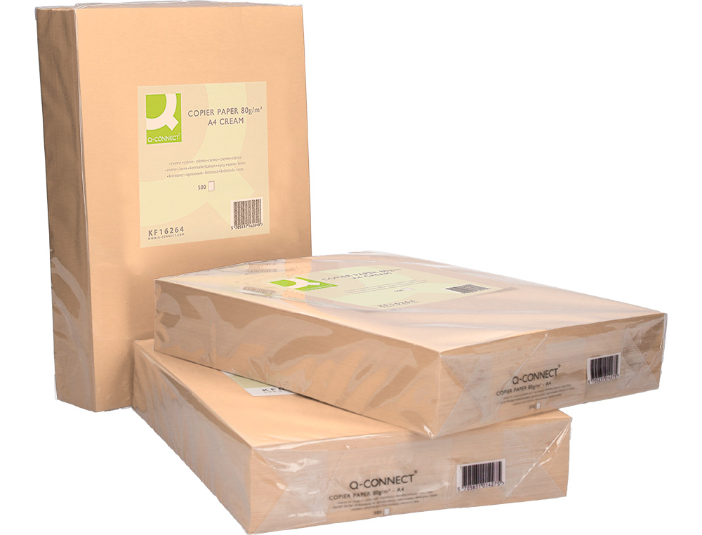 PAPEL COLOR Q-CONNECT DIN A4 80GR CREMA PAQUETE DE 500 HOJAS